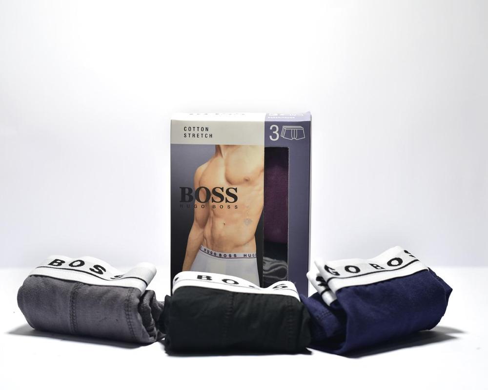 Men Cotton Stretch Boxers Pack of 3 Grey Black Blue