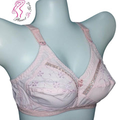 Cotton Chikan Embroidered Comfortable And Lightweight Non-Padded Bra