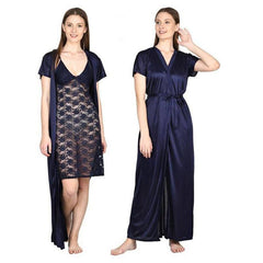 Comfortable Jersey Plain Nightwear Set - 1 Pcs in Blue