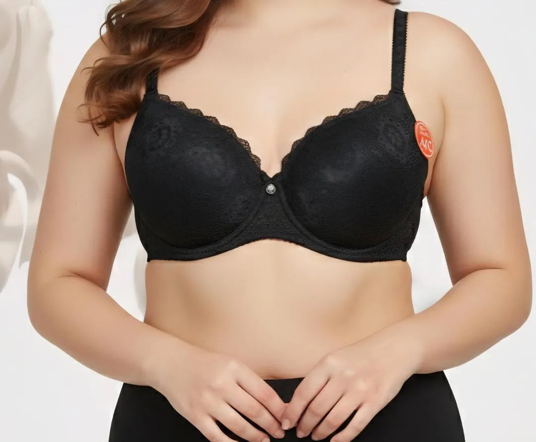 Nylon Lace Work Pushup Padded Bra