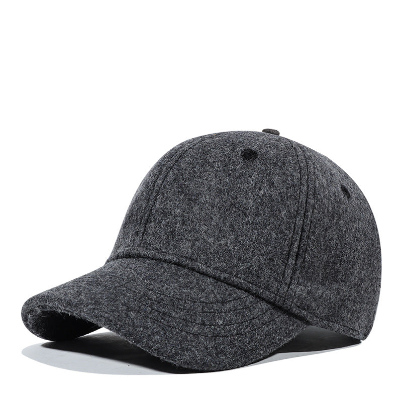 Black Wool Baseball Cap Autumn Winter Women Men
